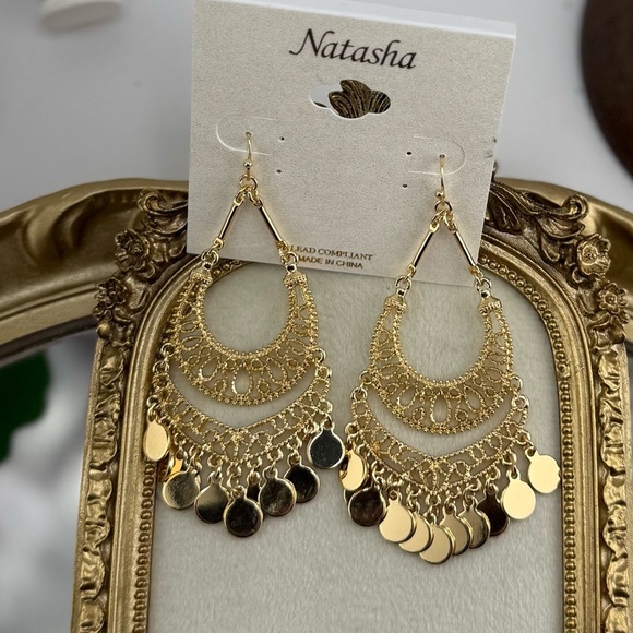 Natasha Gold Filigree Statement Earrings – Boho Chic Vibes! ✨ - Picture 11 of 12